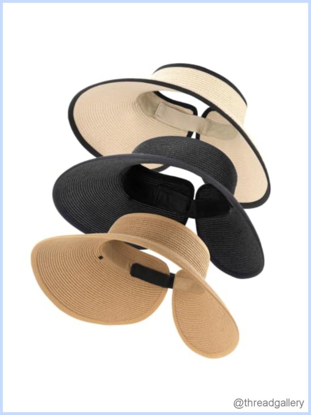 Sun Hats for Women Wide Brim Ponytail Straw Visor Foldable Beach